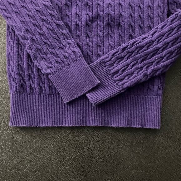 2/$25 U.S. Polo Assn. Purple Cable Knitted Sweater V-Neck Long Sleeves Girls - Picture 6 of 7